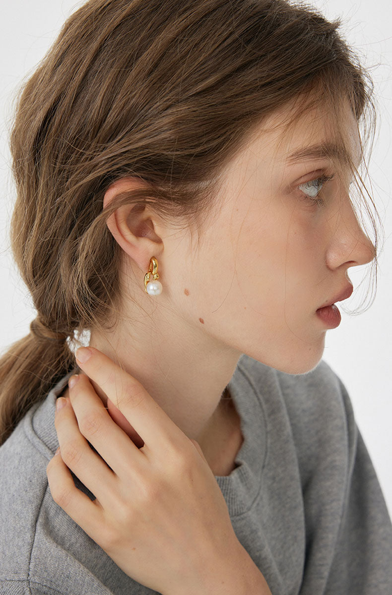 French Gold Pearl Earrings