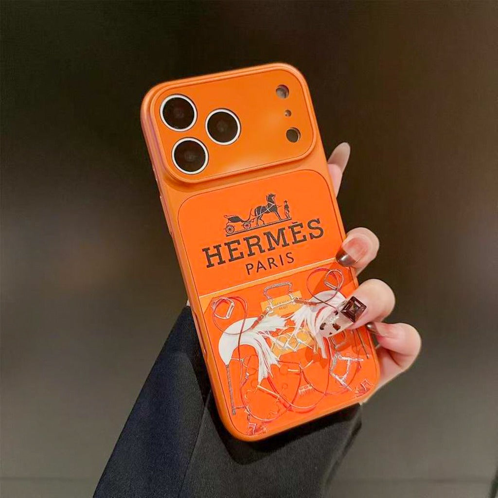Orange H Pattern Phone Case for iPhone 14-17 / Pro / Pro Max