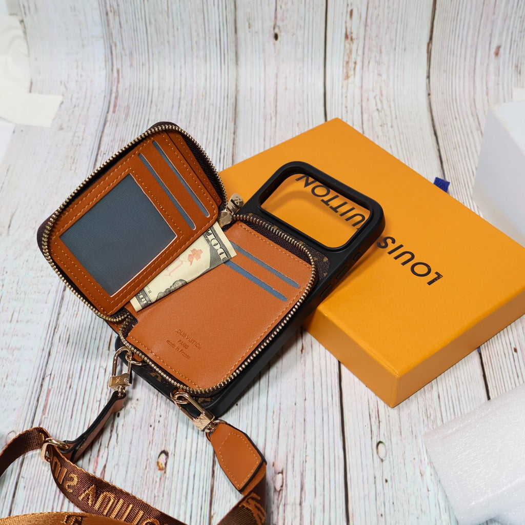 Designer Crossbody Zipped iPhone Case