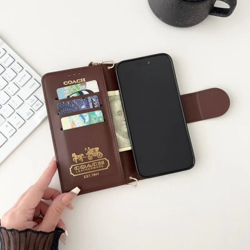 Leather Flip iPhone Case  With Card Holder