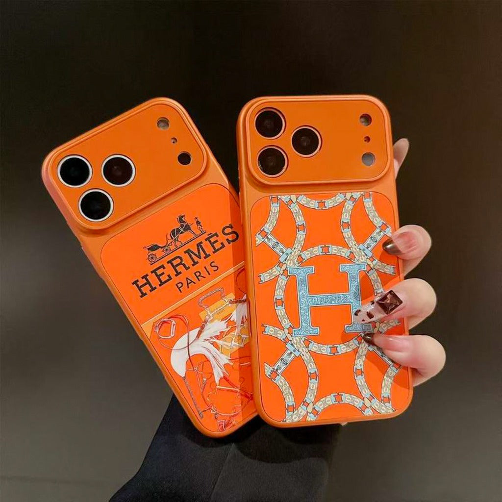 Orange H Pattern Phone Case for iPhone 14-17 / Pro / Pro Max