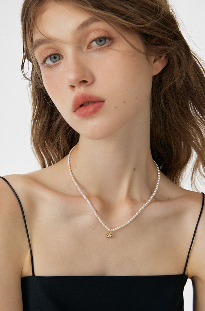 Irregular Zircon & Pearl Necklace